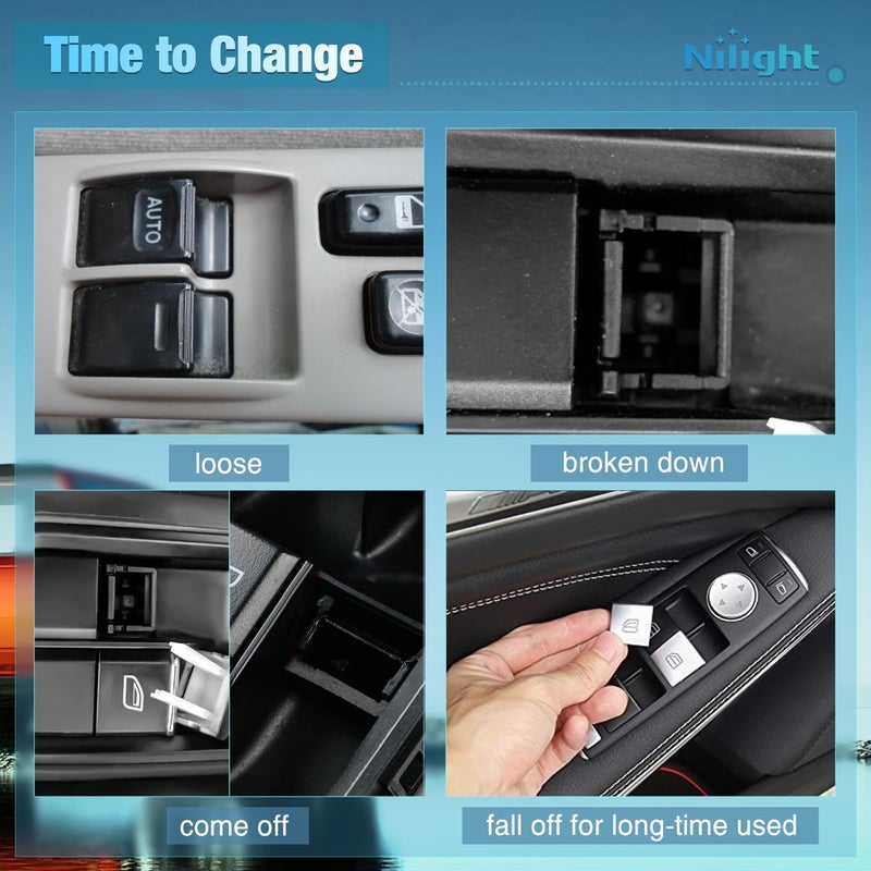 Nilight مفتاح نافذة باور ماستر متوافق مع 2001 2002 2003 2004 2005 هوندا سيفيك 2002-2006 هوندا CR-V رياضية متعددة الاستخدامات زر استبدال مفتاح النوافذ الجانبية اليسرى للسائق - Image 2